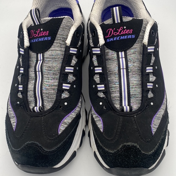 Skechers Women’s D’lites Black/Pink/Purple Sneakers Size 9.5 - Picture 5 of 8